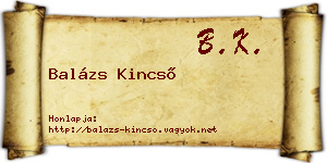 Balázs Kincső névjegykártya