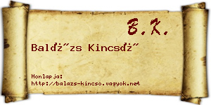 Balázs Kincső névjegykártya